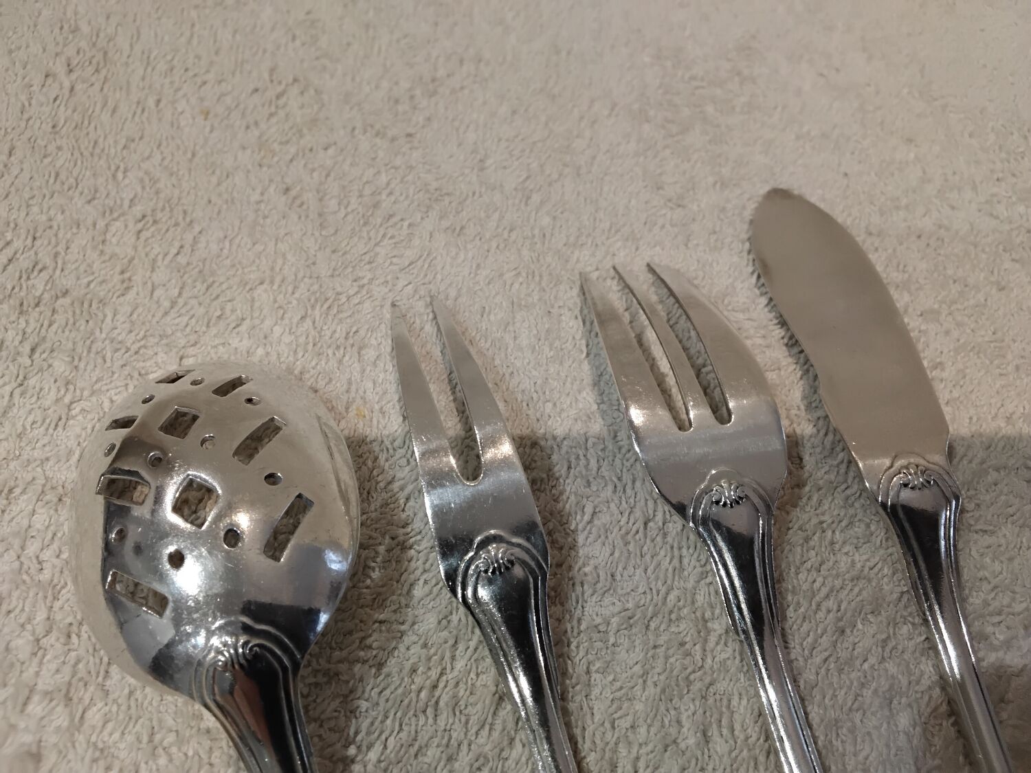 Hors d'oeuvre service, 4 pieces, silver-plated metal, Christofle Vendôme silversmith