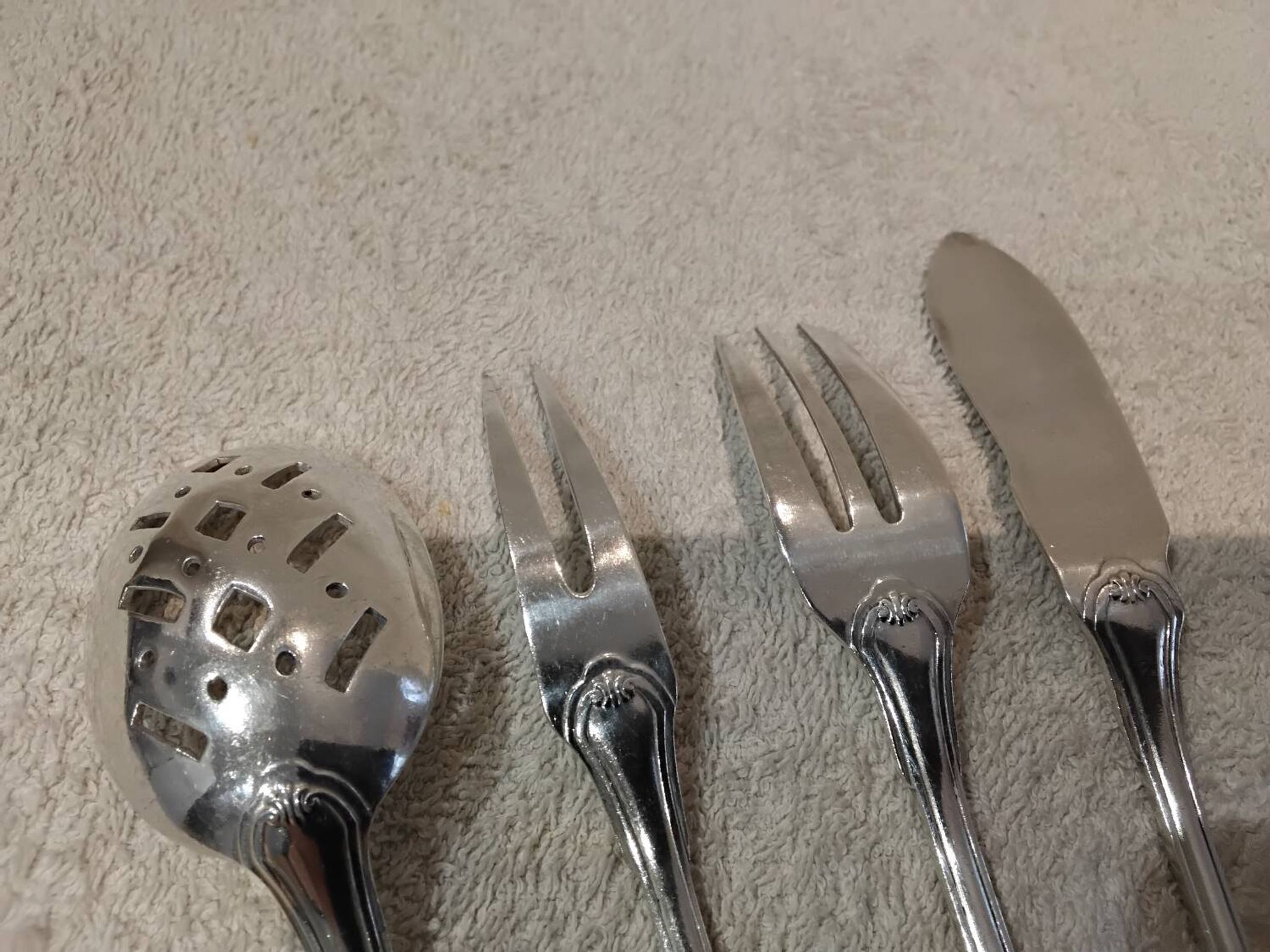 Hors d'oeuvre service, 4 pieces, silver-plated metal, Christofle Vendôme silversmith