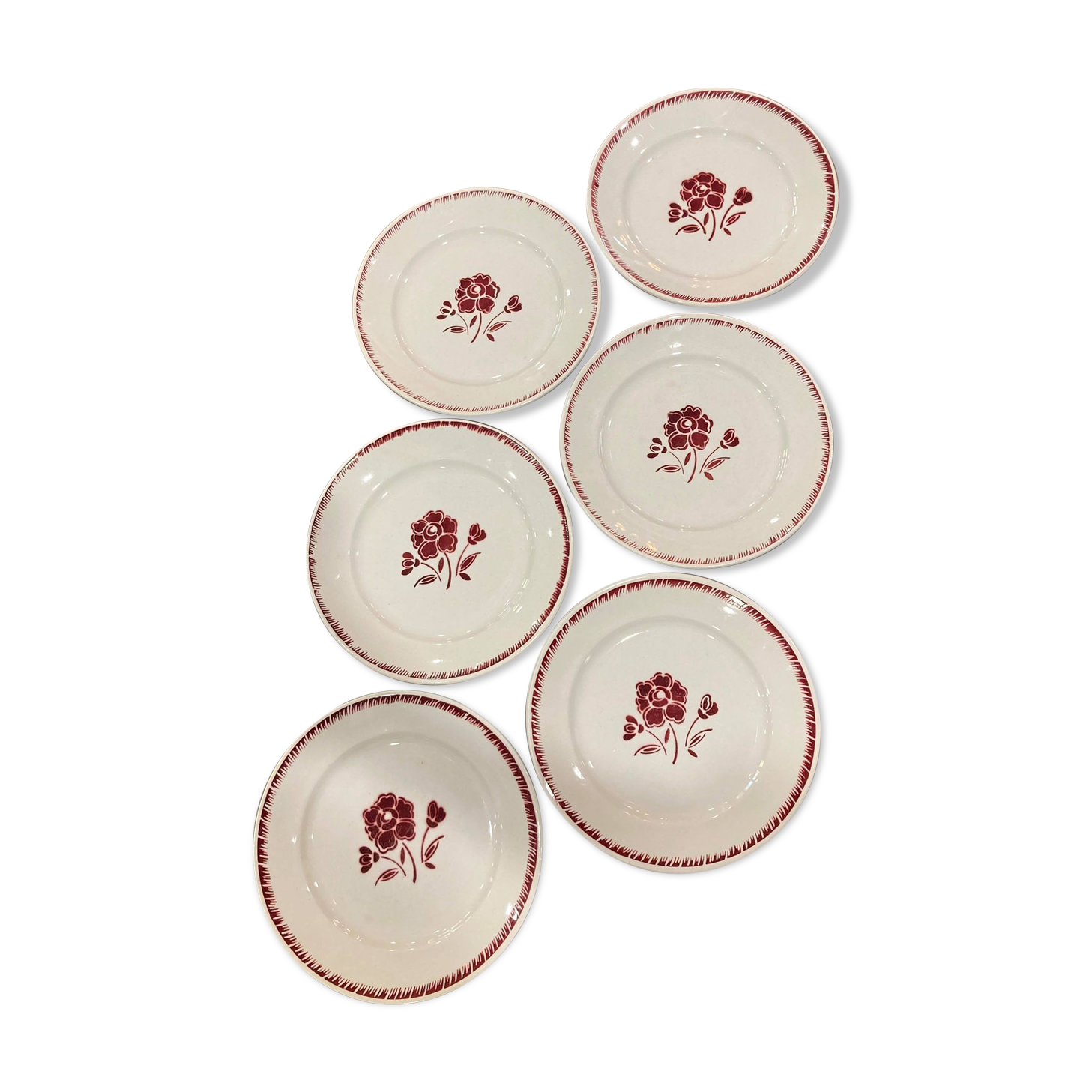 Set of 6 plates Fénal Badonviller model 39