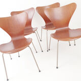 Set of 4 chairs teak by Arne Jacobsen Series 7 3107