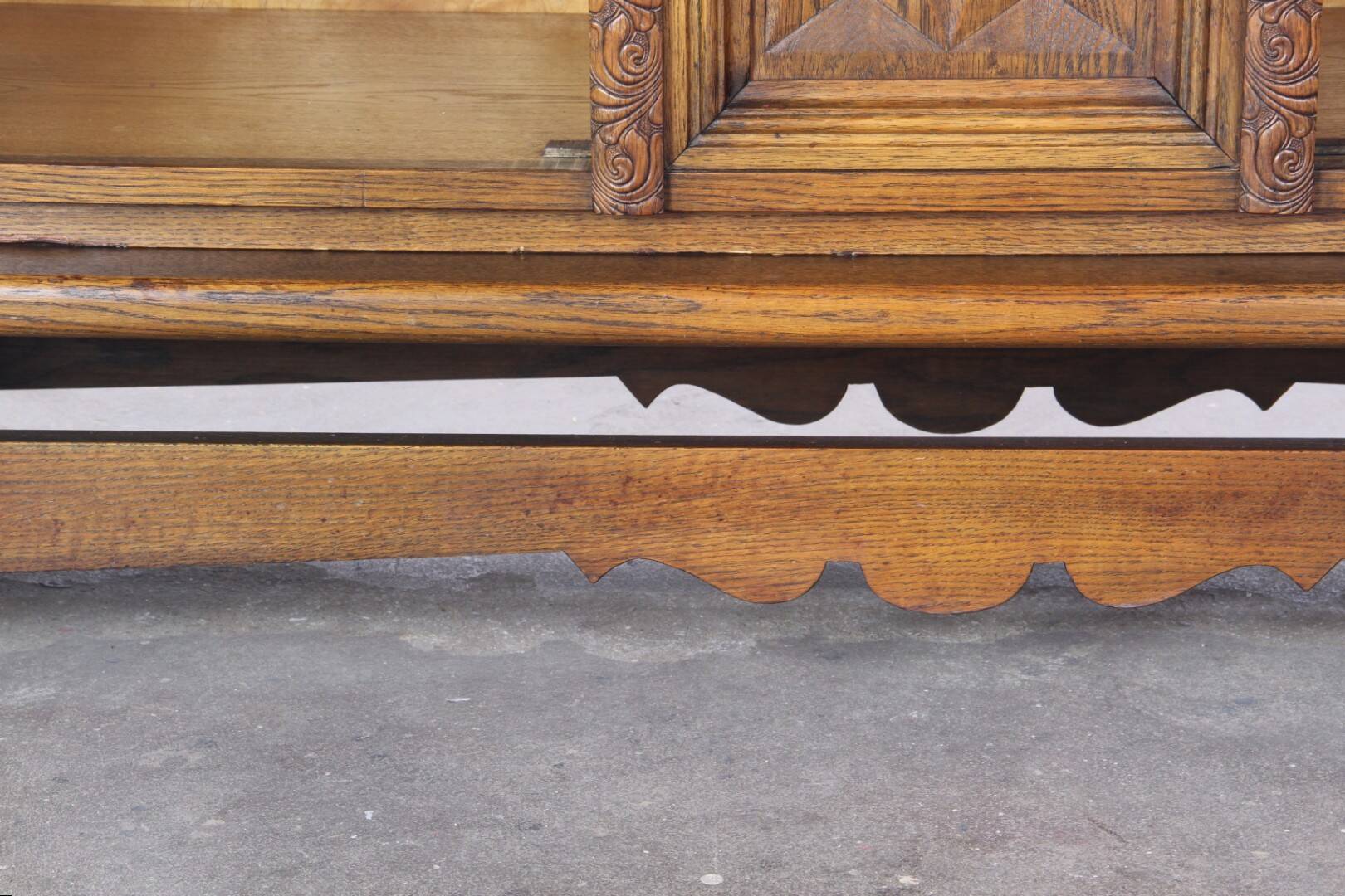 Vintage Danish Baroque Brutalist Style Oak Cabinet 1960s