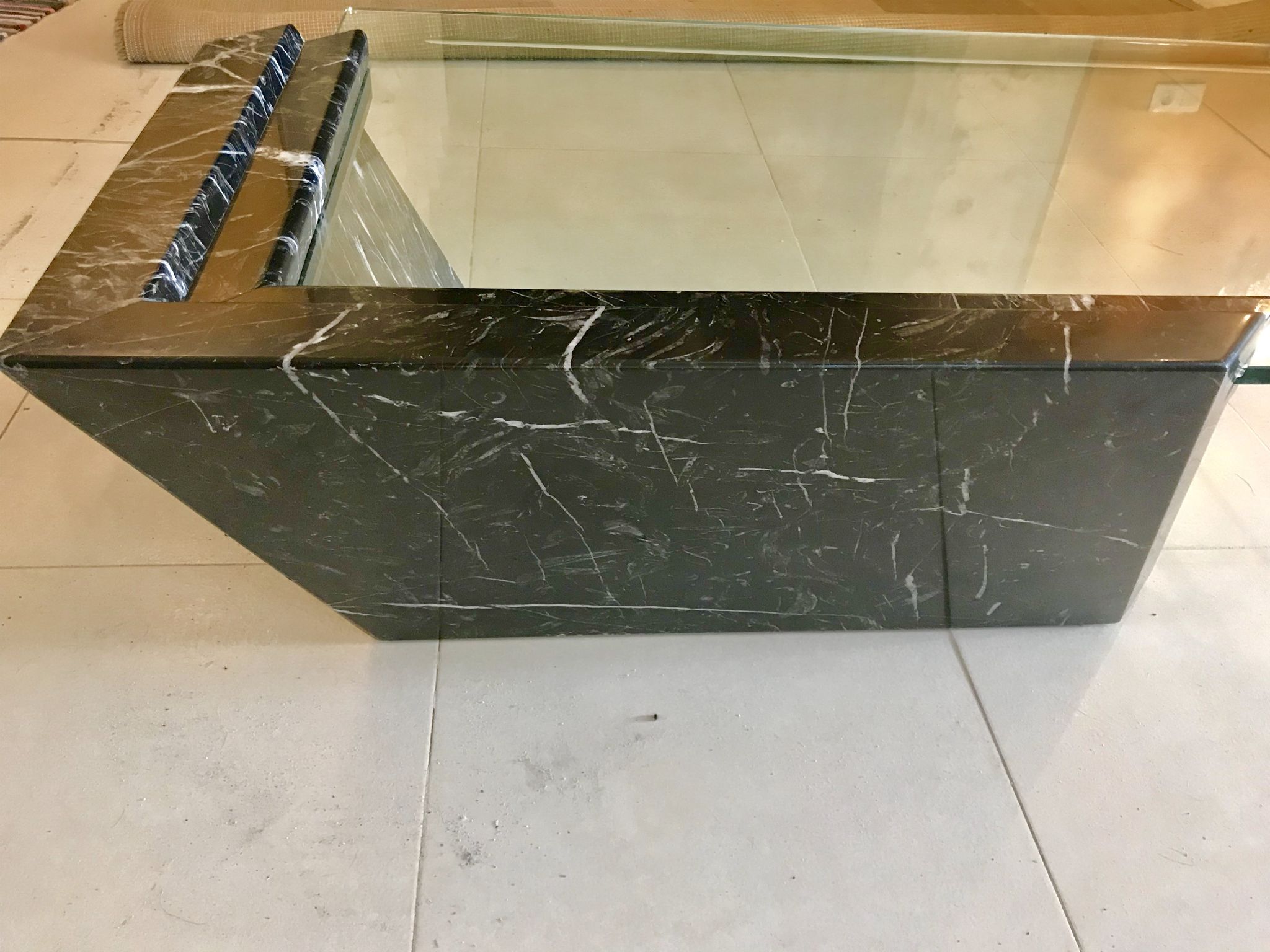 B&B Italia large table in black marble and glass