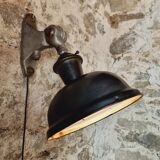 Pair of vintage black enameled metal wall sconces adjustable