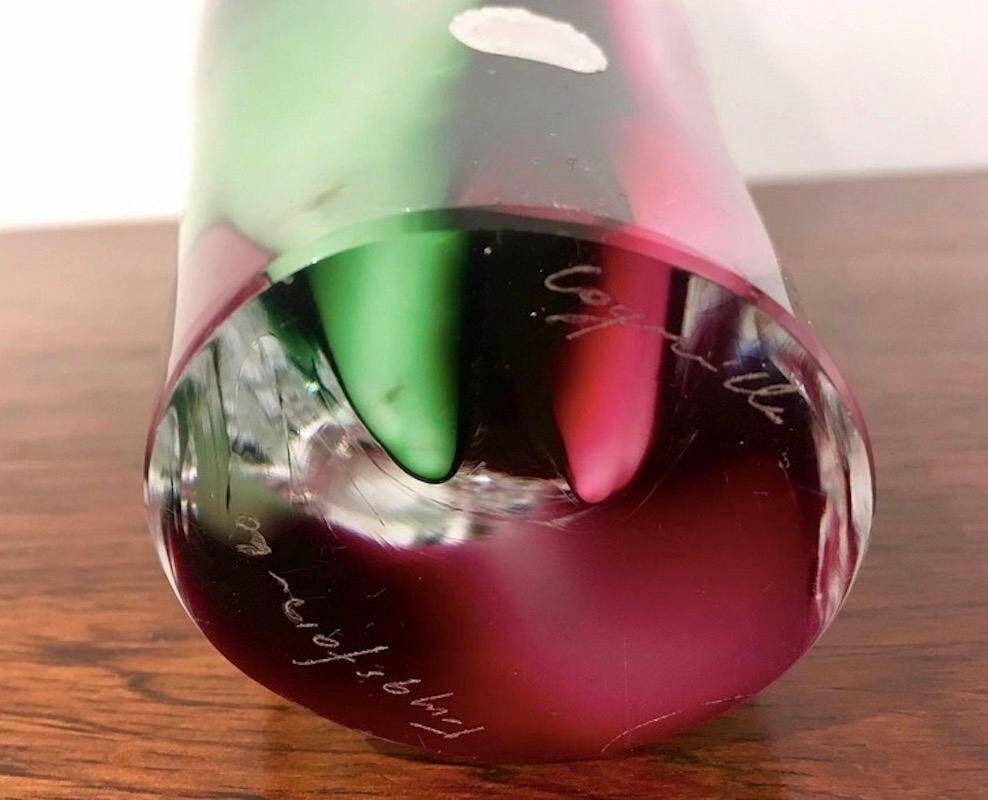 Pair of crystal vases by Paul Kedelv for Flygsfors Coquille