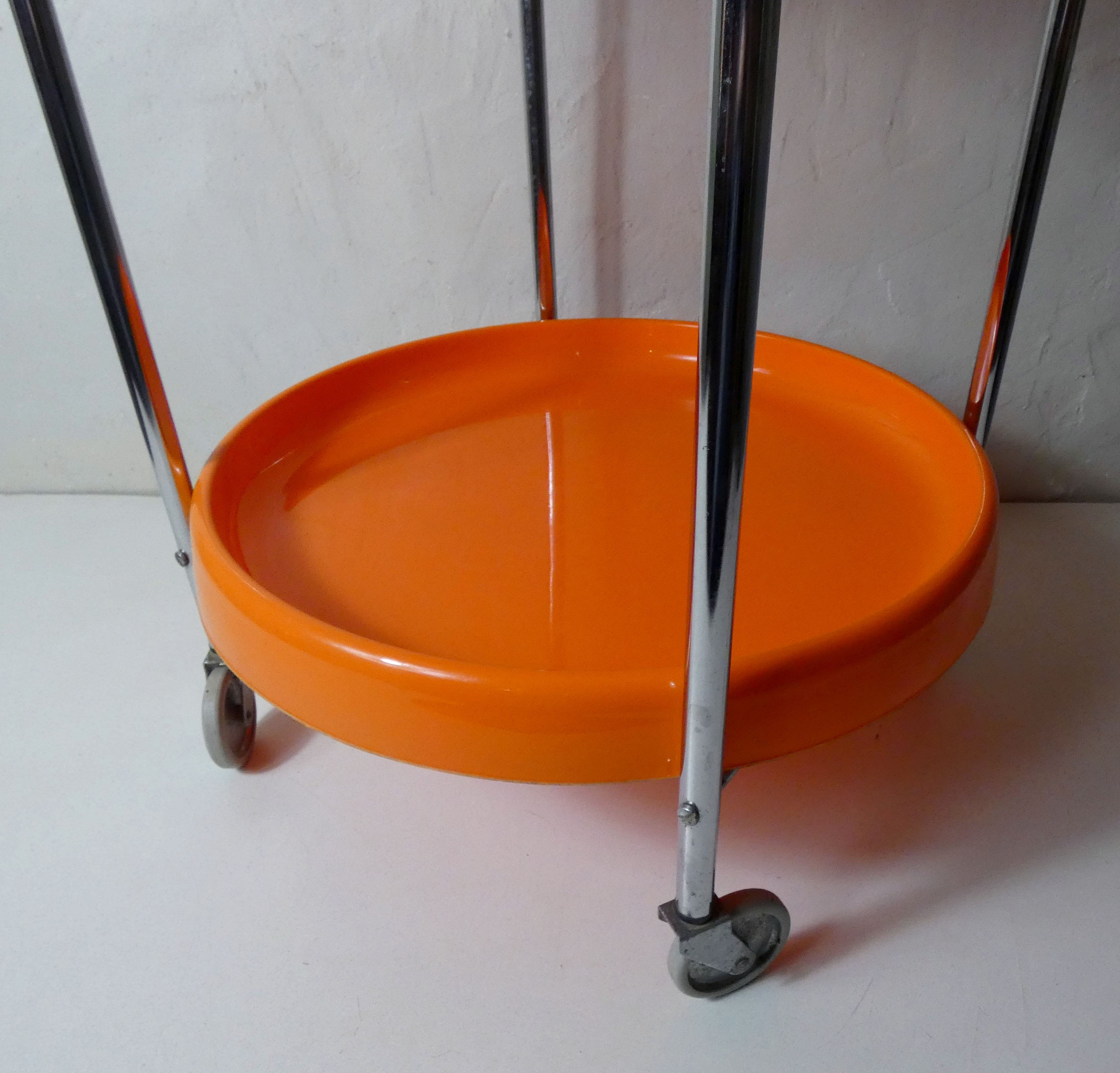 Serving table with vintage wheels