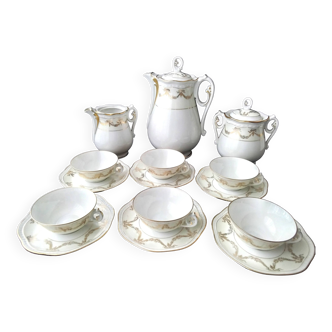 Nardon and Lafarge Limoges porcelain coffee service for 6 people