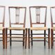 Lot de 4 chaises de salle à manger anglaises anciennes du XIXe siècle avec assises en osier