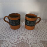 2 glazed terracotta mugs