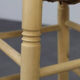 Set of 4 Barstools in Wood and Cane, 1970s