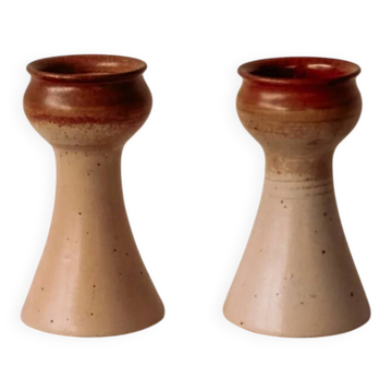 Paire de bougeoirs en céramique de Gunni Nordstrøm, Danemark, années 60