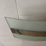 Rectangular ceiling light / chandelier in sandblasted glass and vintage Art Deco chrome