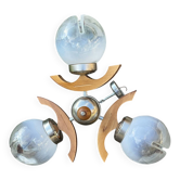 Exceptional Space Age / Mid-Century suspension chandelier, 3 concave globes.
