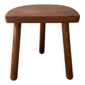 Tabouret tripode vintage demi-lune en bois