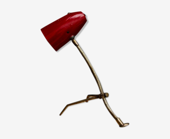 Lampe cocotte tripode années 50, couleur rouge