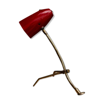 Lampe cocotte tripode années 50, couleur rouge