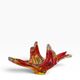 Vintage Murano glass bowl/plate in orange-red with swirling patterns.