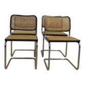 Ensemble de 4 chaises en rotin noir et métal, Danemark 1960