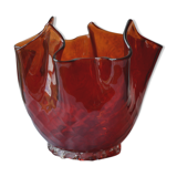 Bougeoir drapé en verre sculpté vintage