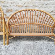 Tête et pied de lit corbeille en rotin