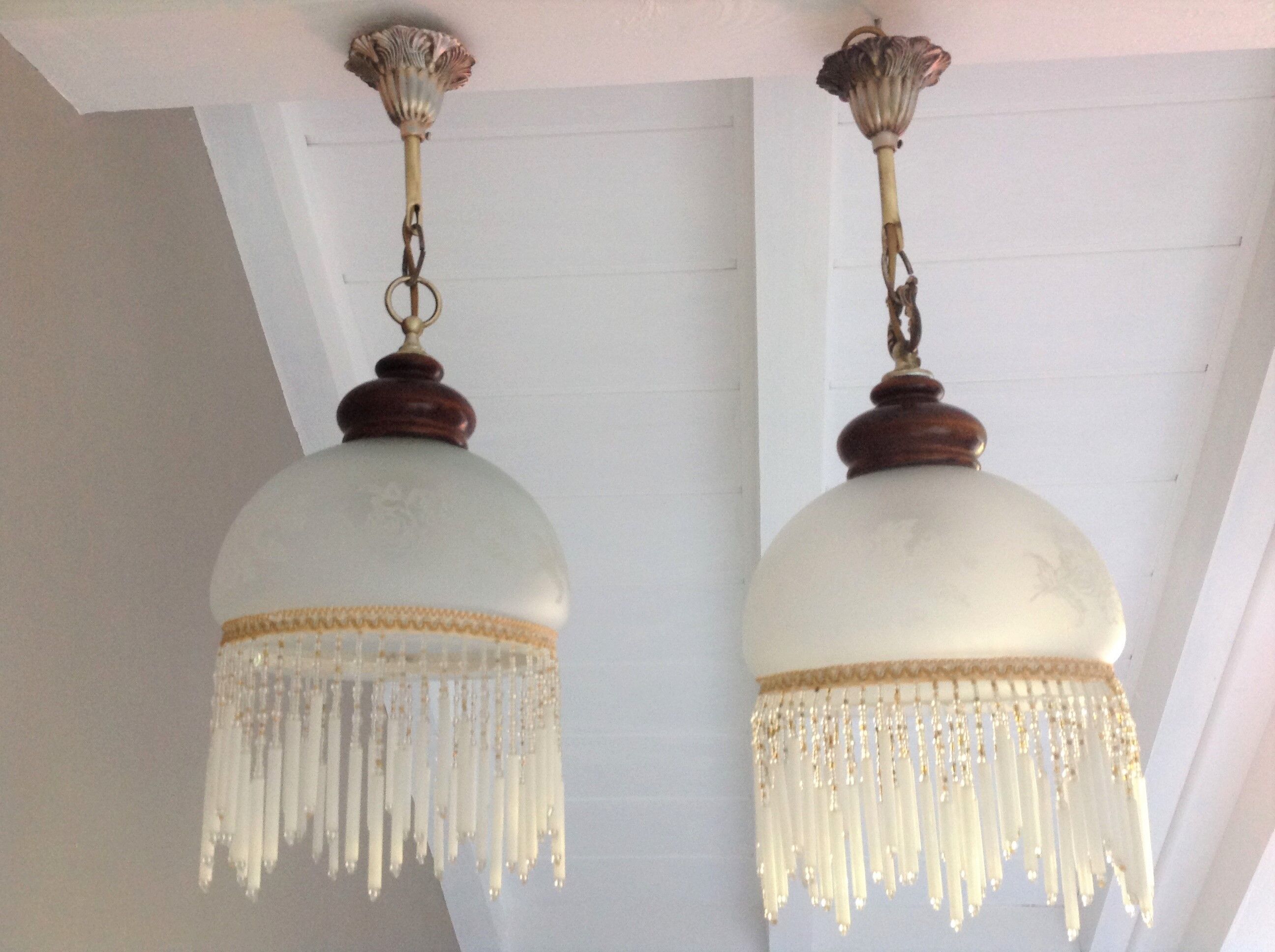 Pair of art deco style frosted glass globes