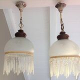 Pair of art deco style frosted glass globes