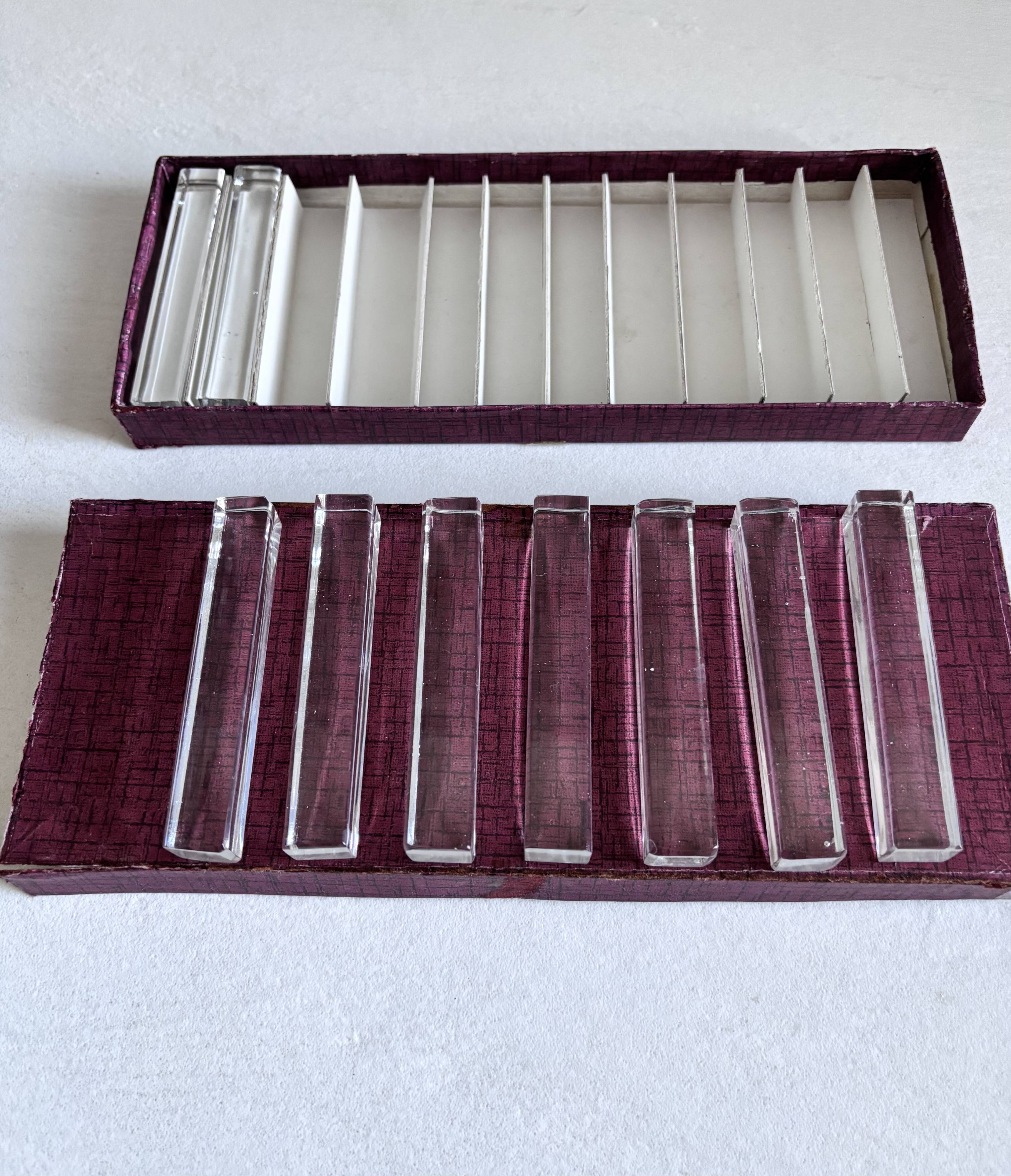 9 crystal knife rests from Hungary