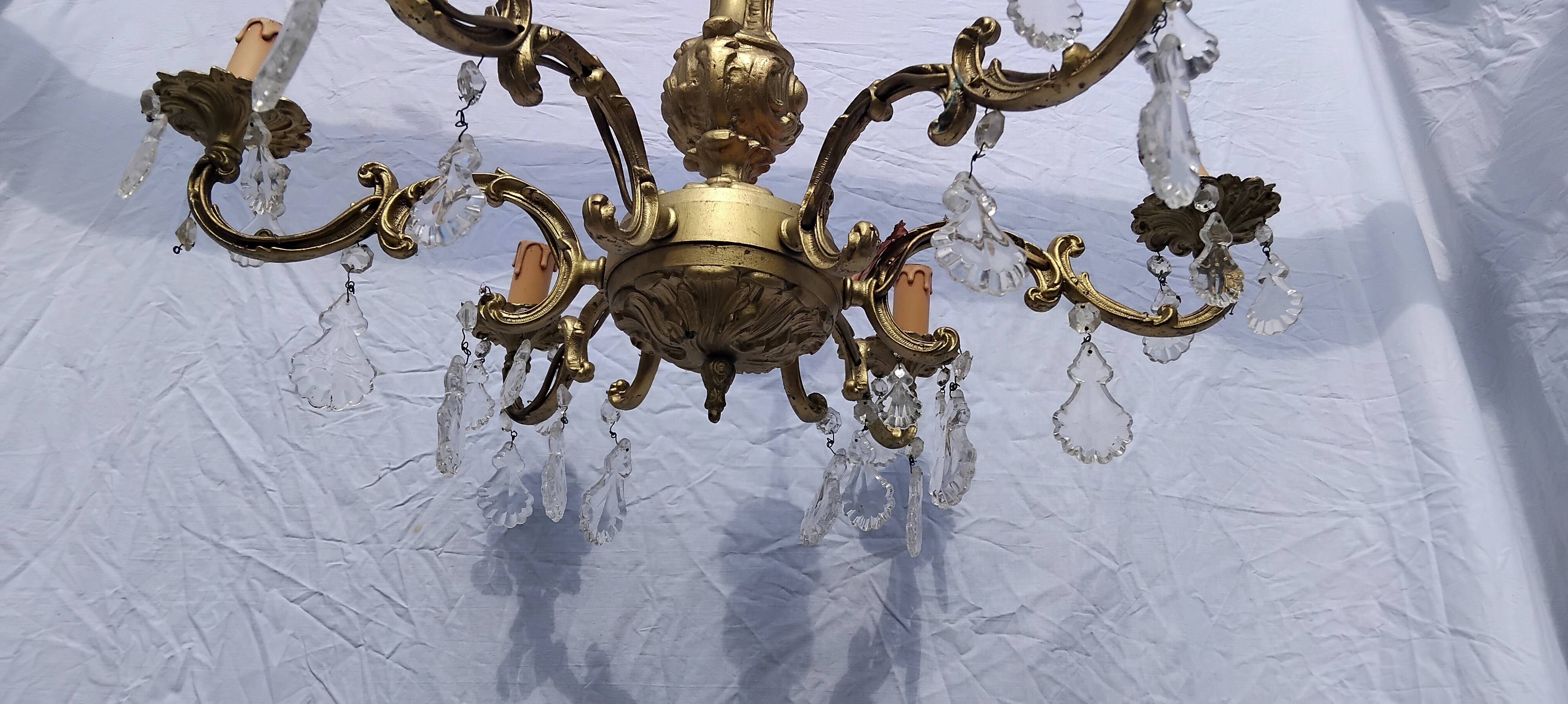 4 vintage crystal chandelier pendants