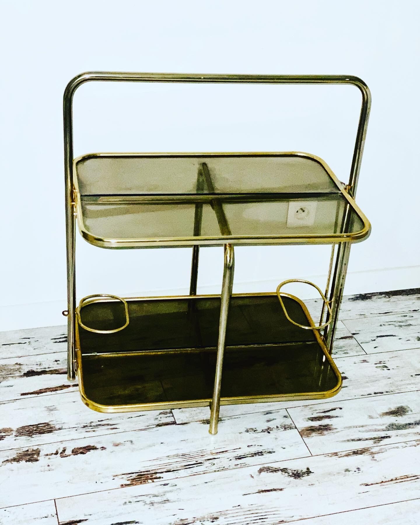 Golden tubing bar and smoked glass top circa 60/70