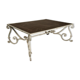Coffee table on parquet wrought iron