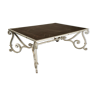 Coffee table on parquet wrought iron