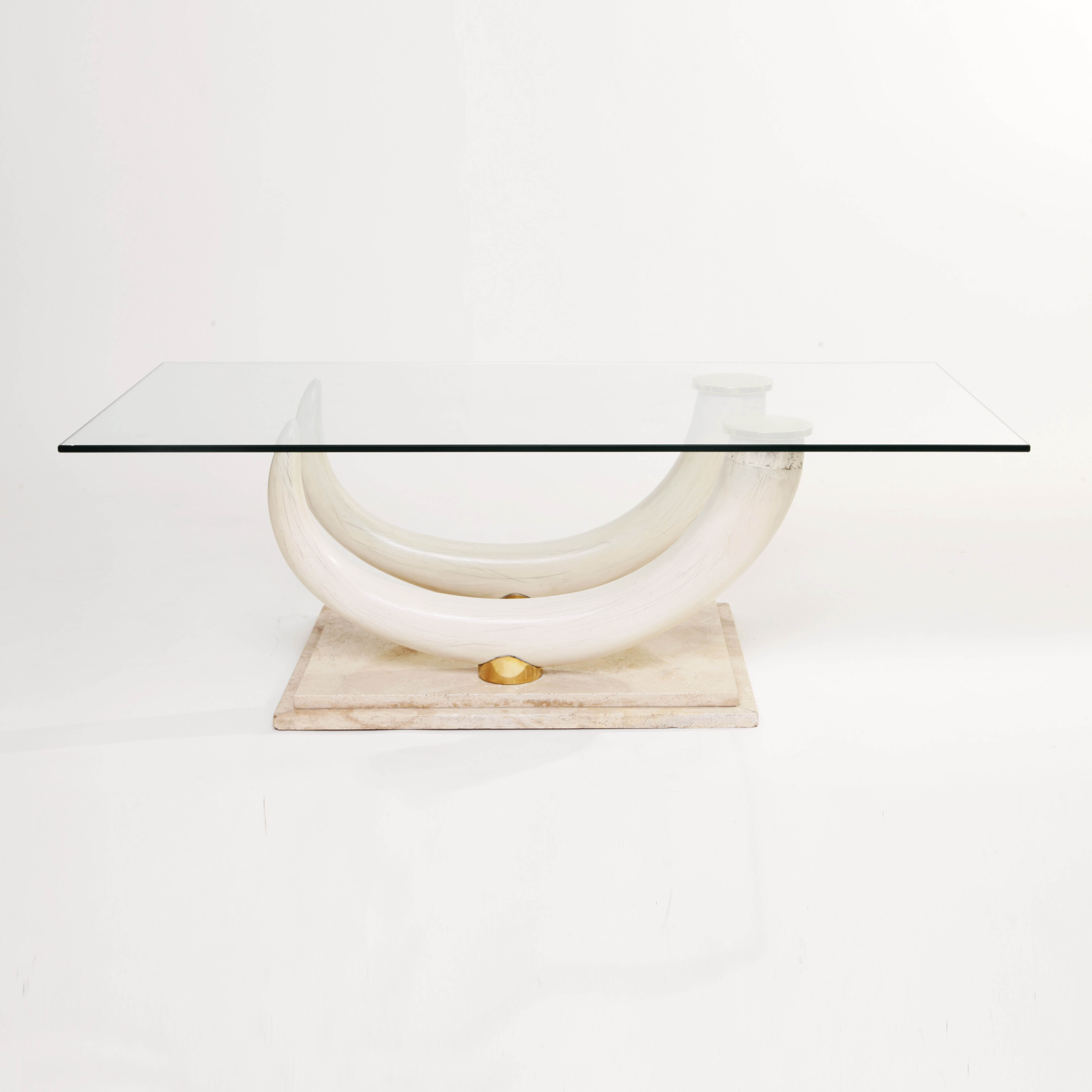 Faux elephant tusk coffee table Maison Jansen for Ralph Pucci Collections Italy