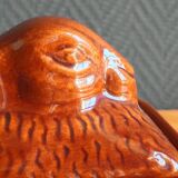 Vintage Rabbit Terrine in Glazed Ceramic - Brown Barbotine