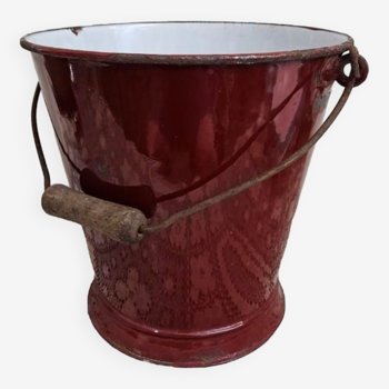 Old brown enamel bucket