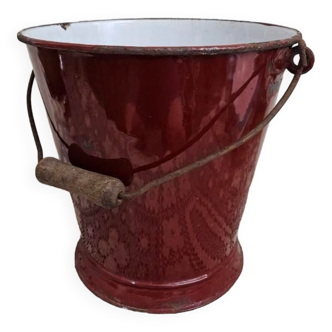 Old brown enamel bucket
