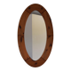 Large oval wall mirror in solid pine by Glasmäster Markaryd, Sweden, 1960s.