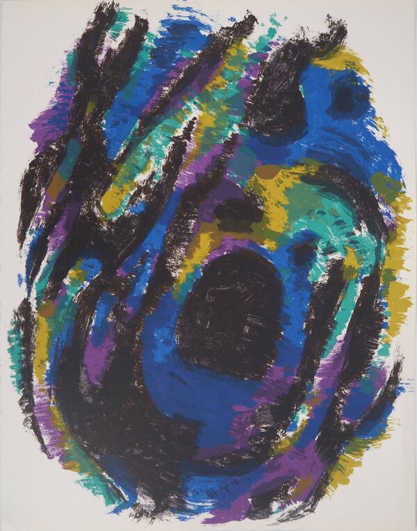 Alfred manessier : composition en couleurs - lithographie originale