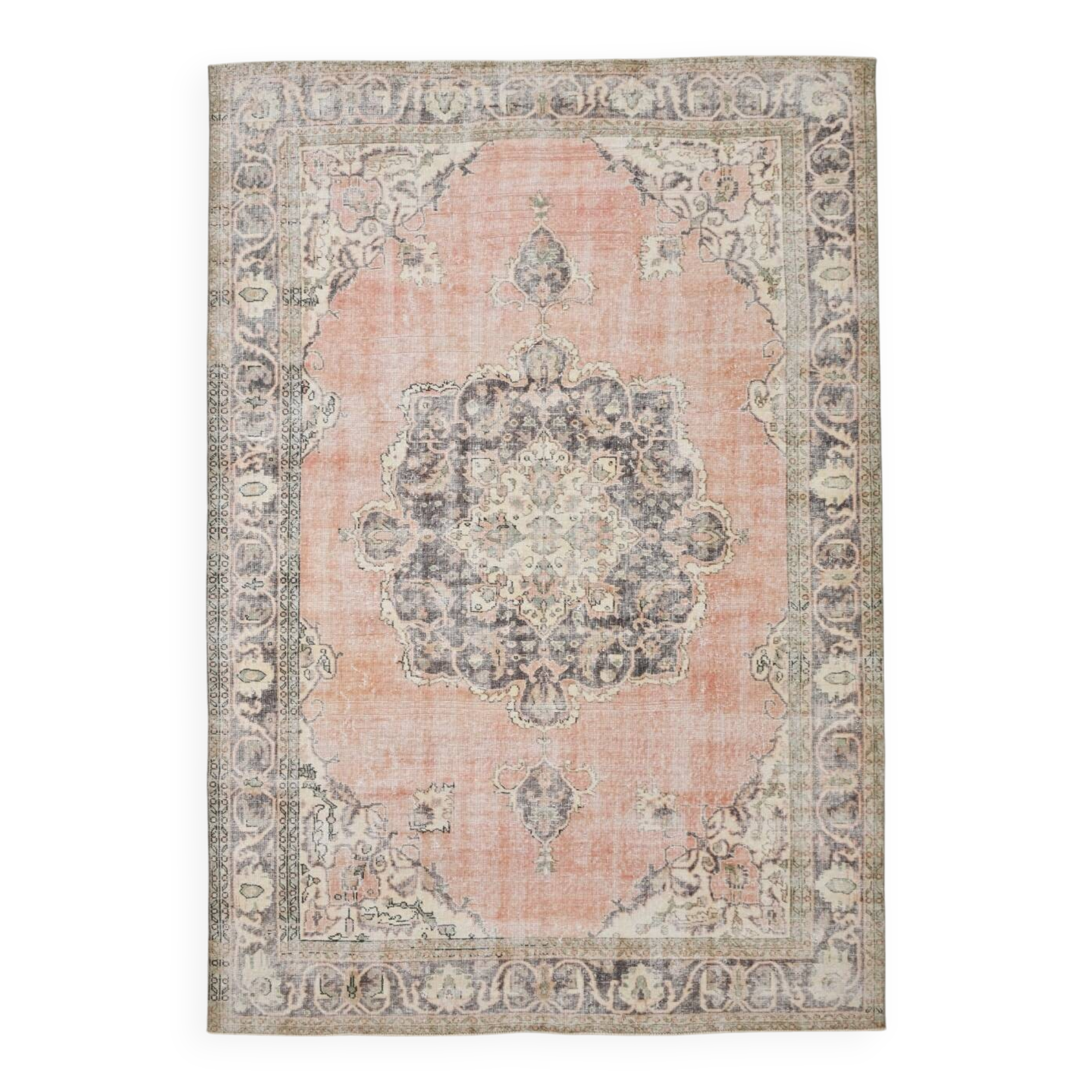 Soft Pink Handmade Vintage Persian Rug, 219x314Cm