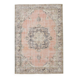 Soft Pink Handmade Vintage Persian Rug, 219x314Cm