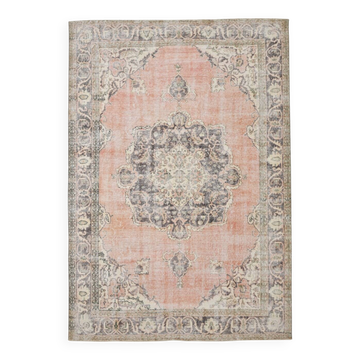 Soft Pink Handmade Vintage Persian Rug, 219x314Cm