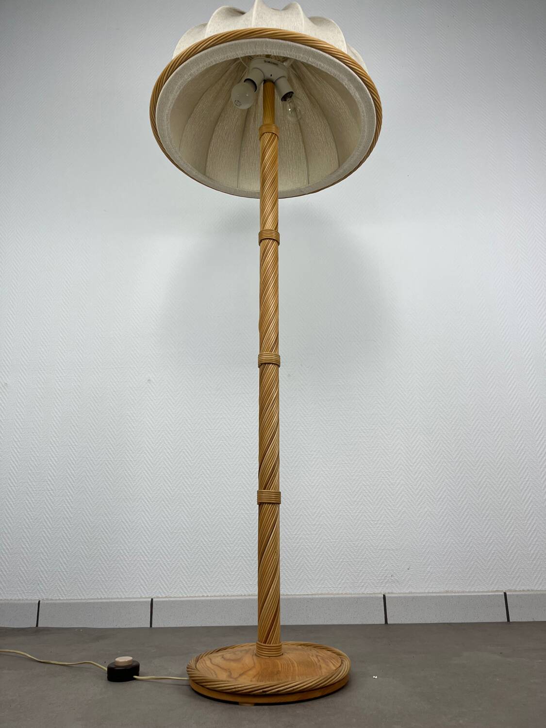 1970s rattan floor lamp