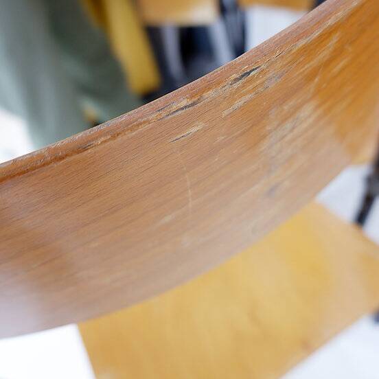 Vintage Set of 7 folding chairs in metal and wood - 1960s