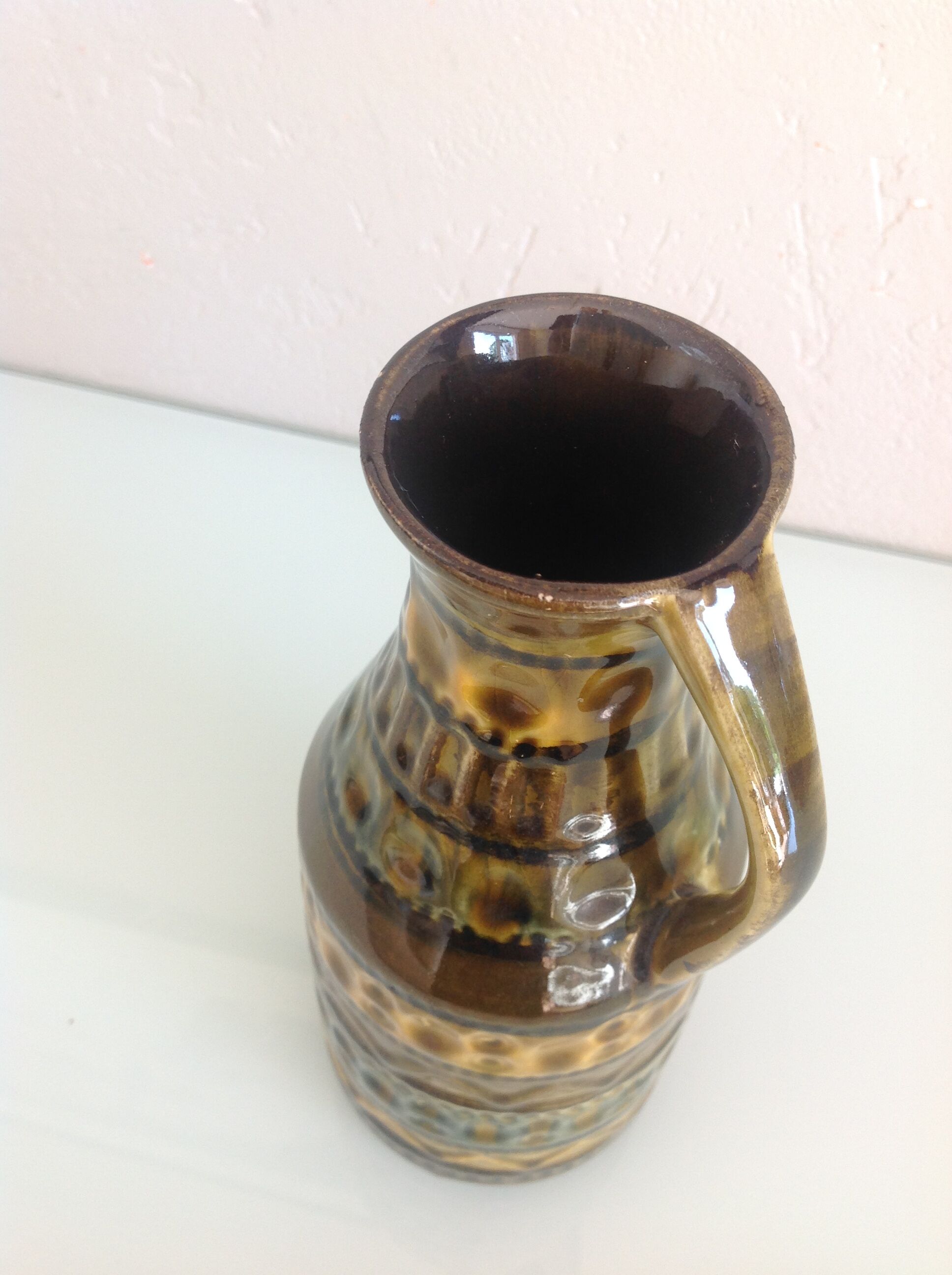 Polychrome ceramic soliflore vase by Bay Keramik / vintage 60s-70s