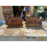 2 cast iron planters from 1900 from Charleville-Mézières, rockery style