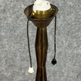 Pied de lampadaire vintage en fer, verre et laiton doré vers 1950