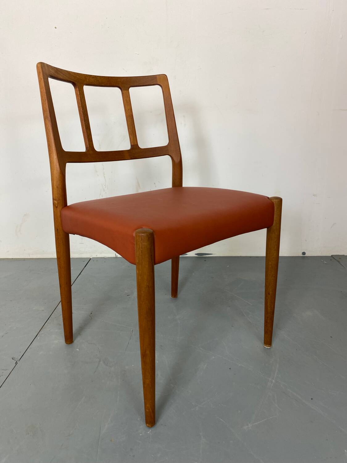Mid-Century Danish Teak and Leather Dining Chairs by Johannes Andersen for Uldum Møbelfabrik, 1950s, Set of 4