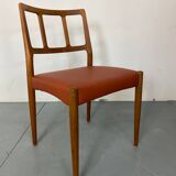 Mid-Century Danish Teak and Leather Dining Chairs by Johannes Andersen for Uldum Møbelfabrik, 1950s, Set of 4