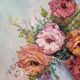 Acrylic on canvas contemporary still life bohemian flower bouquet