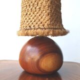 Solid wood lamp with rope shade