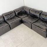 Canapé modulaire en cuir patchwork vintage, années 1970