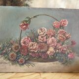 Canvas Flower basket 1940 signed